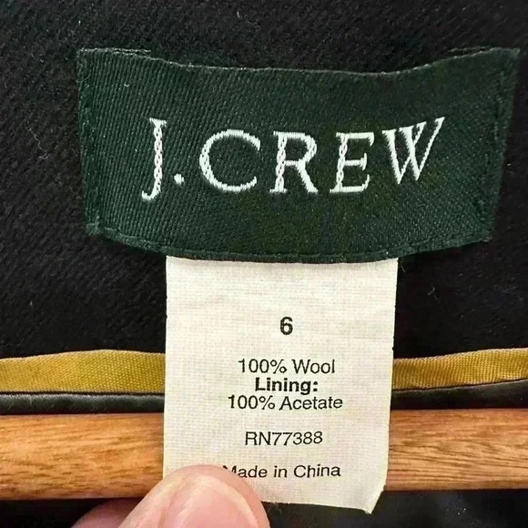 J Crew Ladies Black 100% Wool Ruffled Cascade Blazer Jacket Size 6 Business - Picture 5 of 7